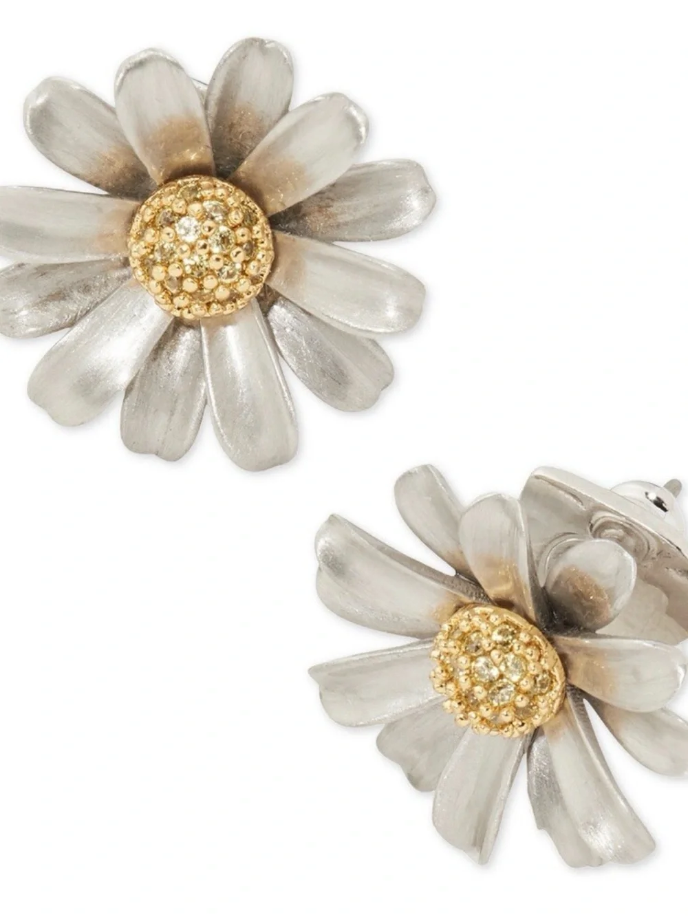 Kate Spade NEW Silver & Gold Into the Bloom Flower Stud Earrings